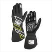 Guantes de carreras OMP ONE-S MY25 negro-amarillo (homologación FIA)